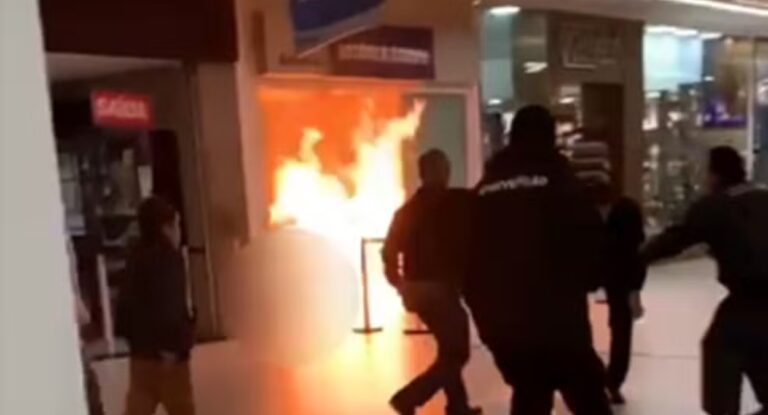 Homem coloca fogo em lotérica e no próprio corpo dentro de shopping