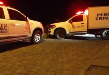 Na foto, mostra a pericia do jovem encontrado morto dentro de geladeira