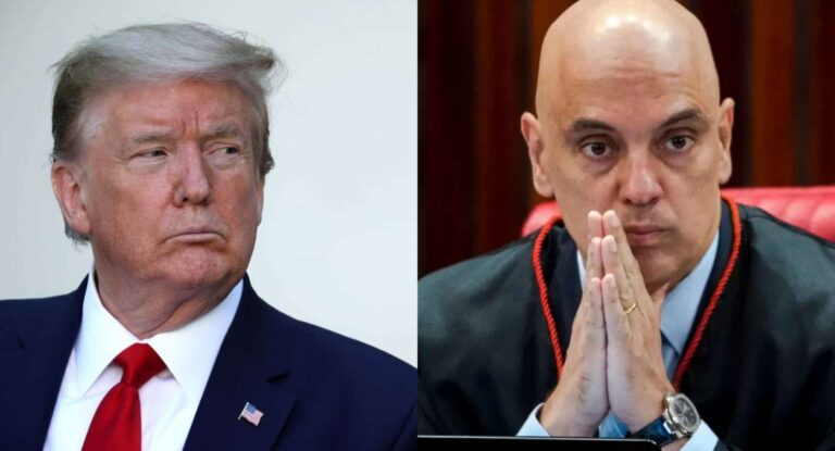 Foto mostra Trump e Moraes lado a lado; Ministro pode ser alvo da Lei Magnitsky dos EUA