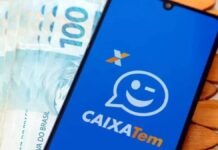 App do Caixa Tem aberto em um celular