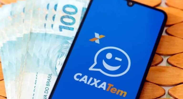 App do Caixa Tem aberto em um celular