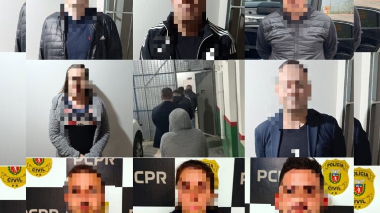 Na foto, os criminos que faziam parta da quadrilha que foi presa em golpe
