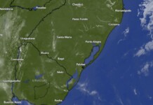 A imagem de satélite mostra nuvens sobre o Rio Grande do Sul; Saiba como deve ser a virada do tempo em Canoas