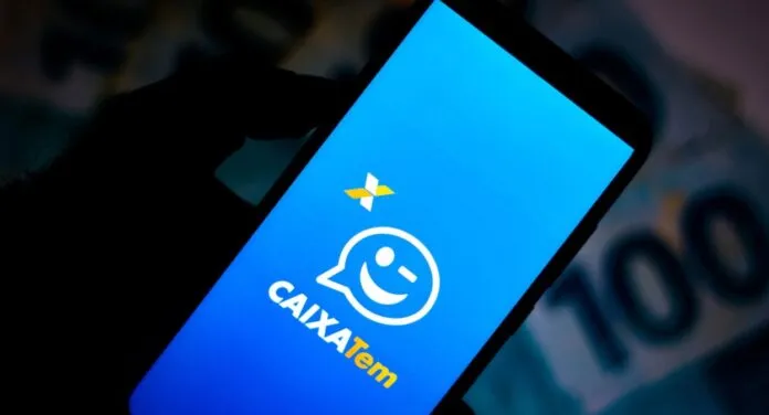 Aplicativo do Caixa Tem aberto em um celular