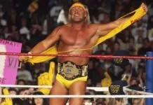 Foto mostra o lutador Hulk Hogan em ação na WWE