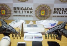 Na foto, os materiais apreendidos pelos Policiais em Canoas