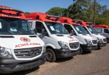 Na foto, ambulâncias do SAMU em Canoas
