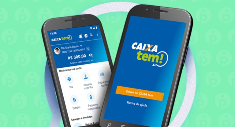 Caixa Tem app aberto no celular