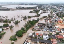 Na foto, as chuvas que atingiram o Rio Grande do Sul