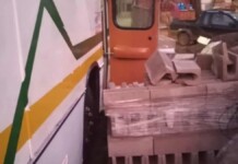 A foto, mostrao o local do acidente que o motorista morreu prensado em Erechim