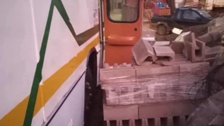 A foto, mostrao o local do acidente que o motorista morreu prensado em Erechim