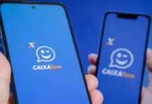 Imagem de dois celulares abertos com o app do Caixa Tem