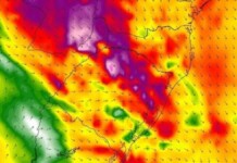 O mapa que Metsul alerta para ventos fortes