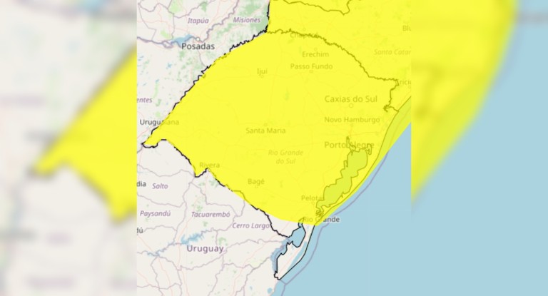foto do alerta do Inmet ao Rio Grande do Sul