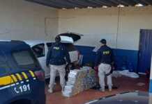 na foto, droga apreendida na BR-386 em Seberi