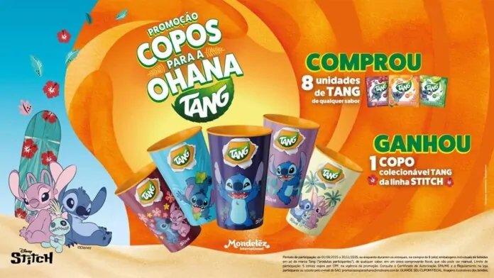 foto de divulgação da promoção do copo do Stitch realizada pela Tang