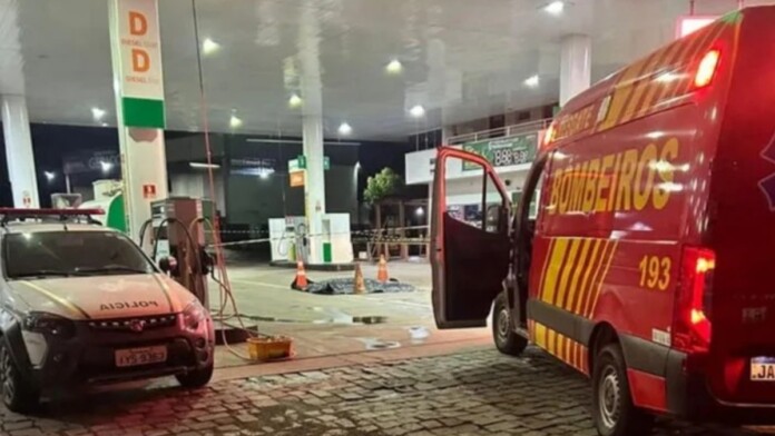 ocorrência do homem morto em posto de gasolina. (Foto: Corpo de Bombeiros de Marau / Divulgação)
