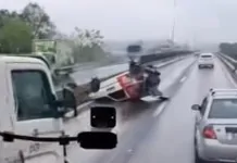 na foto, acidente BR-386 em Nova Santa Rita