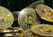 foto mostra uma concepção artística de bitcoin
