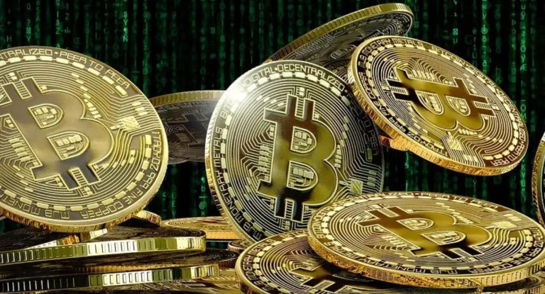 foto mostra uma concepção artística de bitcoin