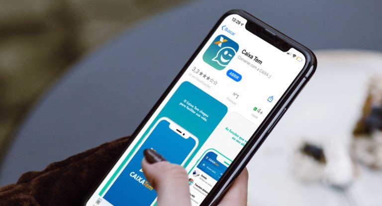 foto mostra aplicativo do caixa tem