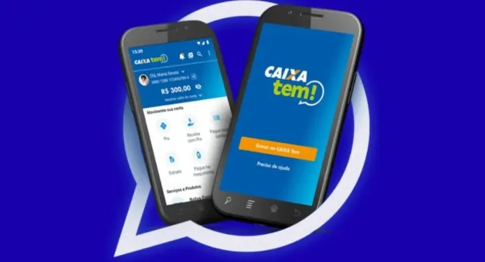 foto mostra aplicativo do caixa tem