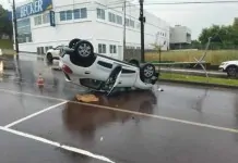 Casal de Canoas perde controle do carro e capota na BR-386 ocorrência do acidente do casal na BR-386 em Canoas