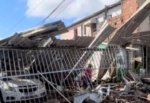 A casa onde aconteceu o desabamento em Pernambuco