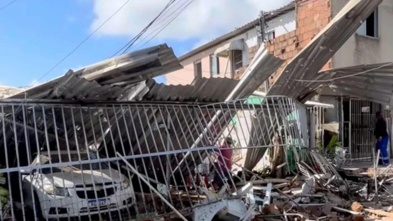 A casa onde aconteceu o desabamento em Pernambuco