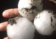 Foto das bolas de granizo na Argentina