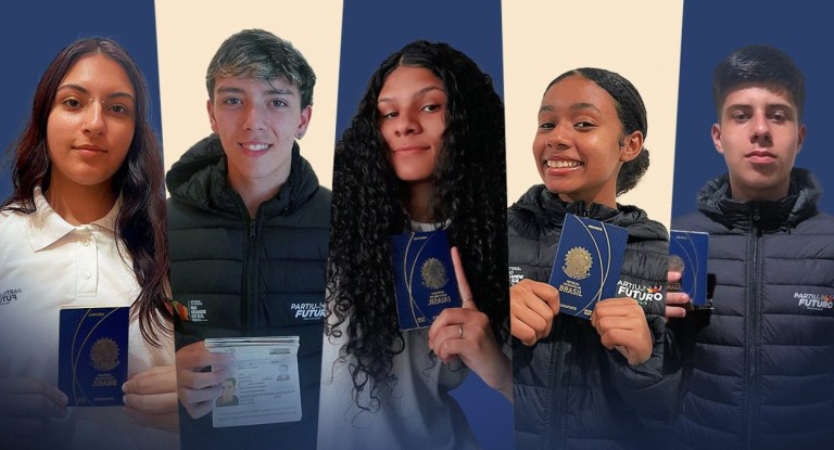 na foto, jovens gaúchos que participam do programa Partiu Futuro