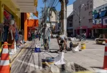 As obras no calçadão de Canoas