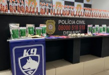 na foto, drogas apreendidas em transportadora de Canoas