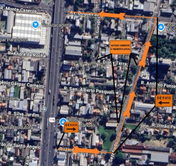 Obras do viaduto da BR-116 em Canoas provocam bloqueios