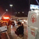 Parada para filmar termina em grave acidente na BR-116 em Canoas: três motos se envolvem em colisão Imagem do acidente na BR-116 em Canoas