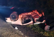 na foto, acidente na RSC-287 em Montenegro