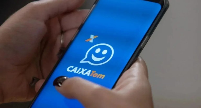 foto mostra aplicativo do caixa tem