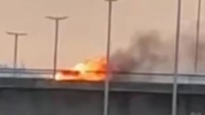 Ocorrência do carro que pegou fogo em Canoas na BR-116