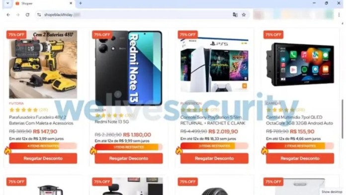 sites falsos que os criminosos estão usando na shopee e havan