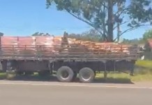 na foto, caminhão na RS-118 em Gravataí