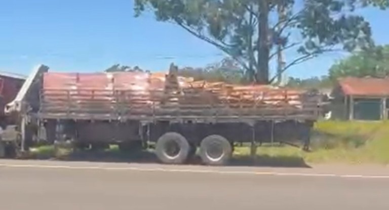 na foto, caminhão na RS-118 em Gravataí