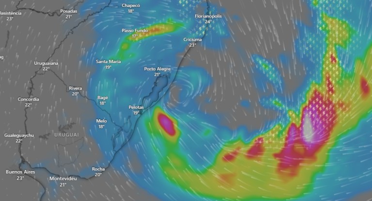 Previsão de ciclone no RS coloca Canoas em alerta; veja quando o sistema se forma e onde pode atingir com mais força, segundo dados climáticos