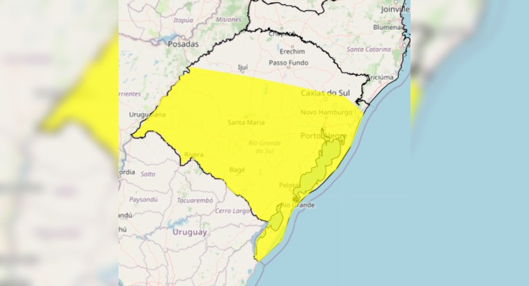 Mesmo dia começando ensolarado, Inmet emite alerta de tempestade com risco de granizo no RS para esta quarta (7)