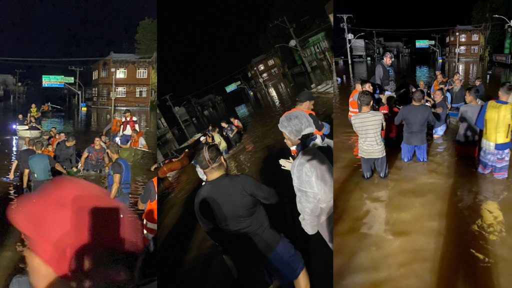Resgates de vítimas da enchente em Canoas. Bairro Mathias Velho